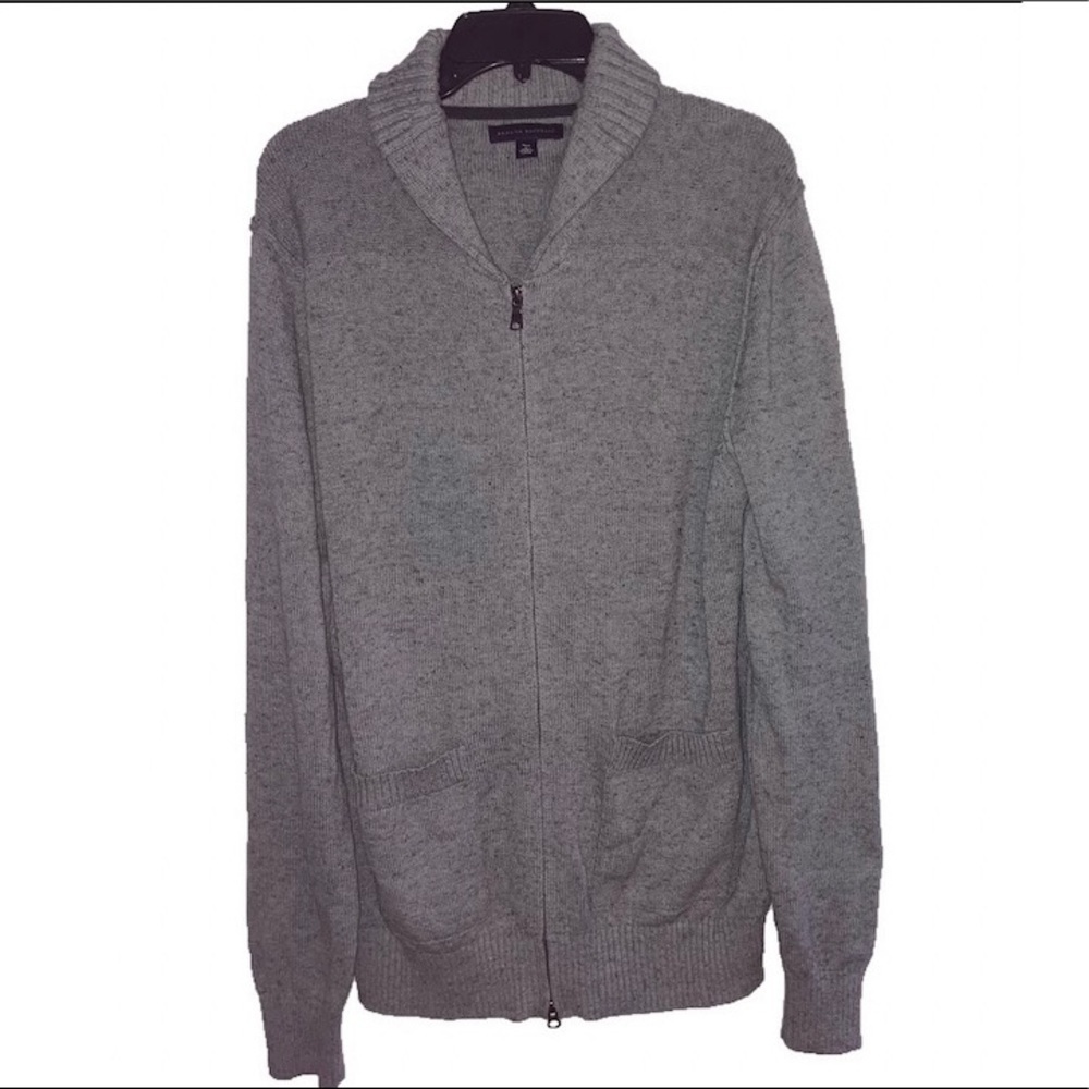 Banana Republic Zip Front Pocket Cardigan Sweater Gray L Tall